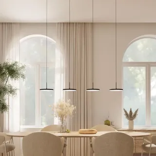 LUMIÈRE Design Pendelleuchte 'Evanos' 4-flammig LED dimmbar Hängelampe Schwarz - Schwarz