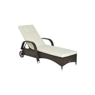 Outsunny Sonnenliege braun Metall B/H/L: ca. 73x103x200 cm
