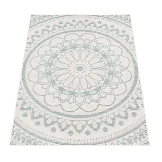 Teppich PACO HOME "Brescia 471", blau (türkis), B:240cm H:4mm L:340cm, Polypropylen, Teppiche, Teppich, Flachgewebe, modernes orientalisches Design, In- und Outdoor geeignet