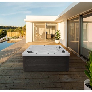 HOME DELUXE - Outdoor Whirlpool - SUNSET Pure - Maße: 220 x 156 x 82 cm - Inkl. 32 Massagedüsen und 13 Lichtquellen I Außen Whirlpool Spa