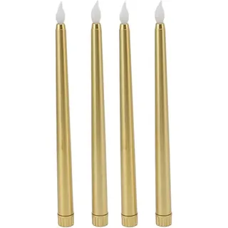 4 Stück LED-Kerzen, rauchfrei, flammenlos, sicher, umweltfreundlich, warmes Licht, elektrische LED-Stabkerze, Gold