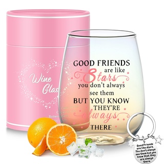 Yalucky Beste Freundin Geschenke für Frauen Weingläser Personalisierte Geschenke für Freundin Geburtstagsgeschenk Weihnachtsgeschenke für Frauen Mädchen Weinglas Ohne Stiel