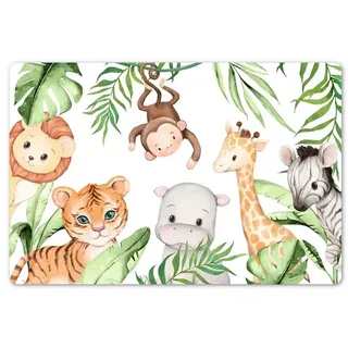 MuchoWow Platzset Tiere - Dschungel - Kind - Aquarell, (1-St), Kinder-Arbeitsunterlage Schreibtisch, Bastelmatte Kind, Zeichenmatte 45 cm x 30 cm x 30 mm