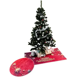 Teppich Christmas 1224, Sehrazat, rechteckig, Höhe: 5 mm, Weihnachten, waschbar, Unterlage Weihnachtsbaum rot