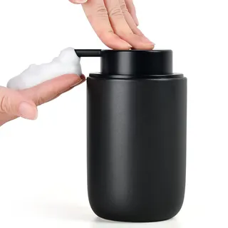 Seifenspender Umlaca Spülmittelspender,Nachfüllbarer Soap Dispenser Keramik 350ml,Großer Pumpenkopf lässt Sich leicht drücken,Geeignet für Küche,Bad (Mattes Schwarz Schaumseifenspender)