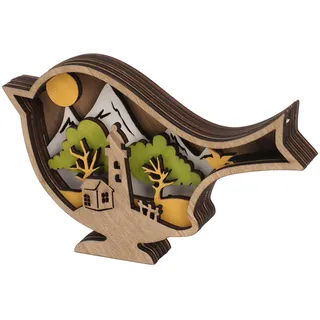 Beleuchtete Vogelfiguren Aus Holz, Handgeschnitzt In 3d, Leuchtende Ornamente Für Ostern, Weihnachten Und Neujahr.