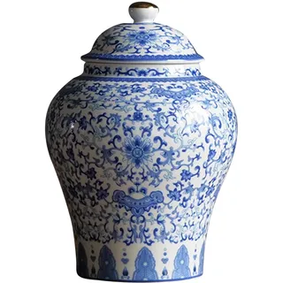 LOVIVER Chinesischer Stil Keramik Bud Vase Decor asiatische Decor Trockenblumenvase 1300 ml Porzellanglas, 19,5 * 13 cm, Stil d