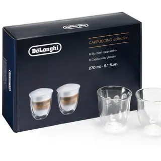 De'Longhi CappuccinoKollektion, 270 ml, Set mit 6 doppelwandigen Gläsern DLSC301
