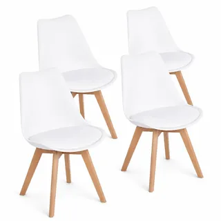 EGGREE Esszimmerstühle 4er Set Weiß Schalenstuhl für Esstisch Küche Wohnung
