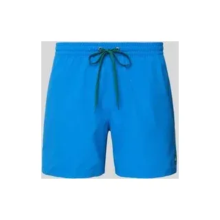 Badehose mit Label-Detail und elastischem Bund, Blau, XXL