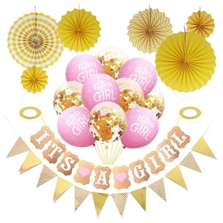 GelldG Dekokugel Rosa Baby Party Dekoration mit 10 Luftballons gelb