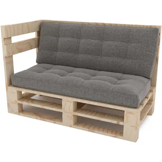 Lermowood Palettenmöbel Mpe Eckbank 120 x 80 cm Natur | Europaletten Indoor und Outdoor Lounge Gartenmöbel Holz Gartenmöbel Set Lounge Möbel Terrasse Balkon Loft Stil Paletten