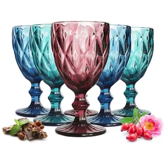 Sendez Rotweinglas 6 bunte Weingläser 300ml Weinglas Rotweingläser Weißweinglas, Glas bunt