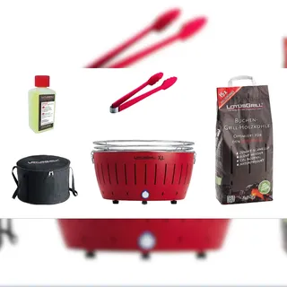 Lotusgrill Holzkohlegrill XL Starter-Set Feuerrot