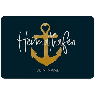 Print Royal Personalisierte Fußmatte mit Namen - Heimathafen - Fußmatte personalisiert Familie - Filz-Fußmatte Bedrucken | rutschfest, 60x40cm, Filz, personalisiertes Geschenk
