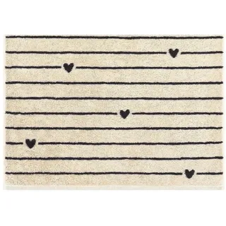 Cawö Handtücher 2 Stück Cawö Handtuch 50x100 cm Heart Beats Line basalt Herzen schwarz, Frottee (2-St), Markenqualität unter höchsten Standards schwarz