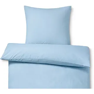 Perkal-Bettwäsche - Blau - 100% Baumwolle- Maße: 155 x 220 cm - blau