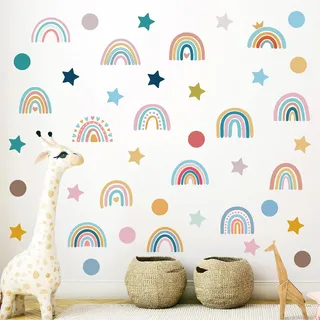 Wandsticker, Regenbogen Boho Wandtattoo, Herzen Wandaufkleber, Wandtattoo für das Kinderzimmer, Herzen Kinderzimmer Wandaufkleber Babyzimmer Wanddeko, Kinderzimmer Wandaufkleber Babyzimmer Wanddeko