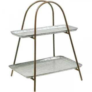Florists Products Dekotablett Etagere Vintage Deko-Tablett Shabby Chic Metall Tischregal braun