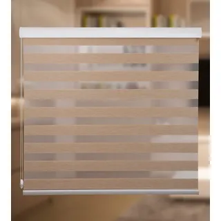 Doppelrollo Doppelrollo Duorollo mit Alu-Kassette in Beige, Plisseeonline, blickdicht, Wandmontage, Wand oder Decke, statisch haftend 80 cm