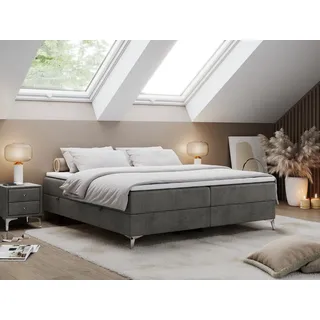 MKS Meble Boxspringbett 200 x 200 cm H3 Dunkelgrau