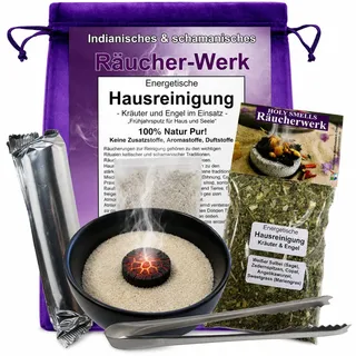 Hausreinigung räuchern Negative Energie ausräuchern 6-TLG Räucher-Set KRÄUTER & Engel Räucherwerk. Energetische Reinigung von Haus & Wohnung. Mit Räucherschale, Räucherzange, Zubehör 81044-SZ