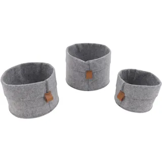 CB Home & Style Aufbewahrungsset Filz rund 3er Set Organizer Filzkörbe Schubladen Büro Bad Aufbewahrungskorb (Hellgrau)