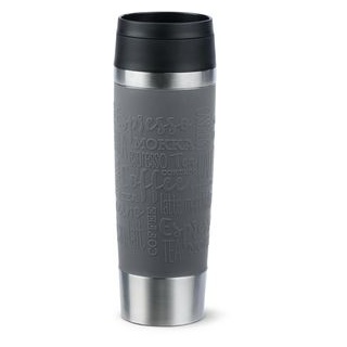 Emsa Isolierbecher Travel Mug N2022300, 500 ml, hält 6h warm, Edelstahl doppelwandig, pfeffergrau