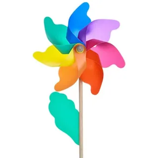 POFET Regenbogen-Windmühle, Kinderspielzeug, Rasen, Hof, Garten, Ornamente, bunter Holzstab, Windspiel für den Außenbereich