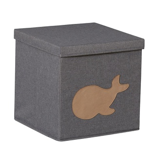 LOVE IT STORE IT Premium Ordnungsbox mit Deckel - Spielzeug Kiste für Regal aus Stoff - Quadratisch und extra stabil - Hellgrau mit Wal - 30x30x30 cm