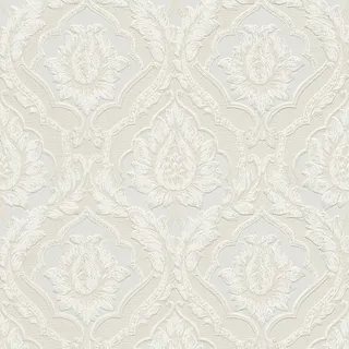 Bricoflor Vintage Tapete in Creme Weiß Vinyl Papiertapete mit Struktur für Schlaf und Esszimmer Romantische Barock Wandtapete mit Glitzer Ornament