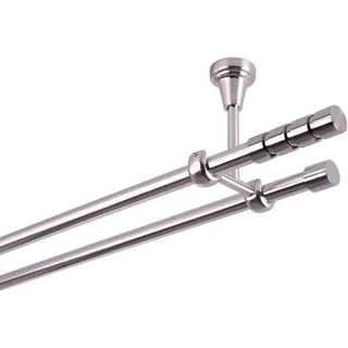 MDEKOR Vorhangstange 2-läufig Ø 16 mm 160 cm Edelstahl-Optik