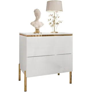 lookway Nachtschrank AURORA II 50 x 37 x 54 cm Weiß Hochglanz