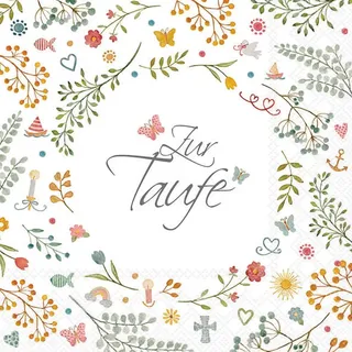 Ambiente Home Ambiente Serviette Zur Taufe 33x33cm 20 Stk. Papier Einseitig Bedruckt Rückseite Weiß Viertelmotiv Ganzjährig Ideal für Decoupage