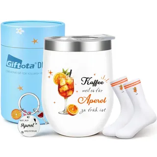 Giftota Aperol Geschenkset für Aperitif-Liebhaber, Weinbecher Edelstahl, Apéro-Socken, Schlüsselanhänger, Aperol Spritz Geschenk für Frauen, Männer, Freunde, Geburtstag, Weihnachten, Partygeschenk