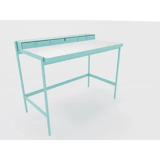 PS 20 Sekretär/Schminktisch Pastelltürkis (RAL 6034) Laminat Weiß