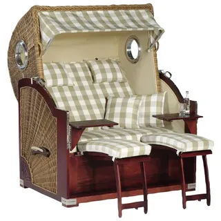 SUNNY SMART Strandkorb »Rustikal 500 Plus«, BxHxT: 140 x 160 x 95 cm, Dreiviertelllieger, braun/mahagoni - beige
