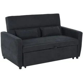 Homcom Schlafsofa 2-Sitzer mit Bettfunktion Wurfkissen Samtoptik