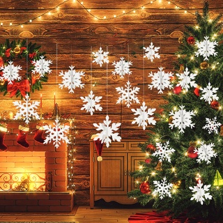 18 Stück Weihnachten 3D Schneeflocken Deko, Weiß Schneeflocke Christbaumschmuck, Baumschmuck Papier Schneeflocken zum Aufhängen Weihnachtsschmuck für Weihnachtsfeier DIY Dekoration