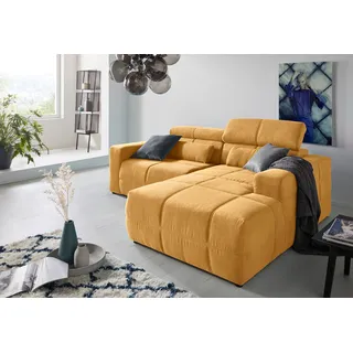 DOMO collection »Brandon kleine Ausführung B/T/H: 214/100/80 cm«, Mit Kopfteilverstellung, auch in Leder und Cord, L-Form orange