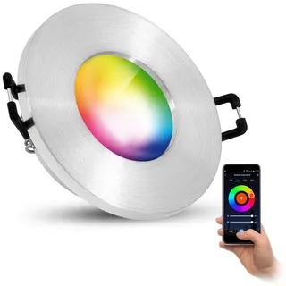 linovum LED Außen-Deckenleuchte ISASO Einbauleuchte IP65 Bad Alu rund SMART WLAN GU10 Deckenspot, Smart silberfarben