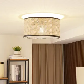 Deckenlampe Yaelle Lindby, dimmbar, Holz hell, für Wohn- / Esszimmer, Holz, Landhaus / Rustikal, Deckenlampe - 40 cm - 40 cm - 22 cm