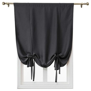 BlingBin Verdunkelungsvorhang Landhaus Raffrollo Roman Vorhang für Balkon Schlafzimmer Wohnzimmer, (1 St), verdunkelnd, Einfarbige Kurze Gardinen, 60/80 x 120 cm schwarz 60 cm x 120 cm