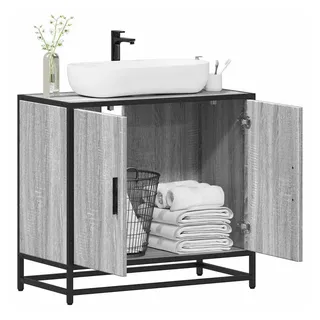 vidaXL Waschbeckenunterschrank Grau Sonoma 65x33x60 cm Holzwerkstoff