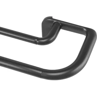 Umbra Twilight Doppel Gardinenstange, Ausziehbare Vorhangstange mit Abgerundeten Enden für ideale Raumabdunkelung, 76-213 cm, Schwarz