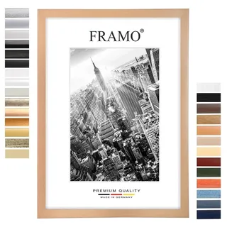 FRAMO Holz Bilderrahmen 60 x 60 cm quadratisch nach Maß - Buche | Farbe/Größe wählbar | inkl. entspiegeltes Acrylglas | Rahmen für Puzzle | Foto | Poster