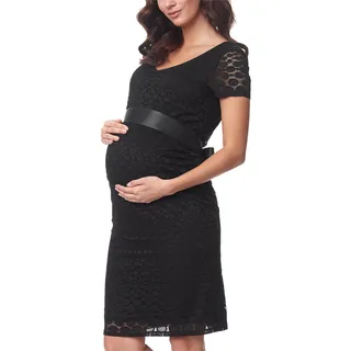 Be Mammy Damen Umstandskleid Kurze Ärmel Maternity Schwangerschaftskleid BE20-208 (Schwarz, L) - L