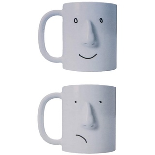 pikkii. Tasse Porzellan Stimmungstasse Kaffee Tee Tasse mit Gesicht und Stift, Porzellan, mehrfach Beschreibbar, Stimmung zeichnen weiß