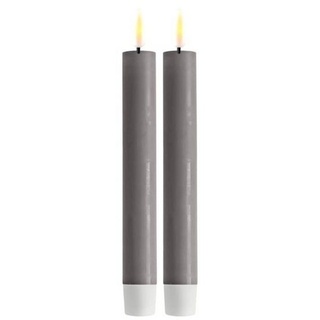 Deluxe Homeart LED-Kerze Mit Wachsspiegel und Timerfunktion (Set), Echt wirkende 3D Flamme, flackernd, Warmweißes Licht grau