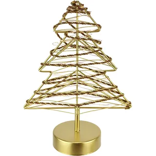 LED-Dekofigur I.GE.A. "LED-Dekoobjekt Baum", gold, B:20cm H:28cm, Metall, Dekofiguren, Tannenbaum Metall Gold warmweiß Timer Batteriebetrieb Weihnachtsdeko